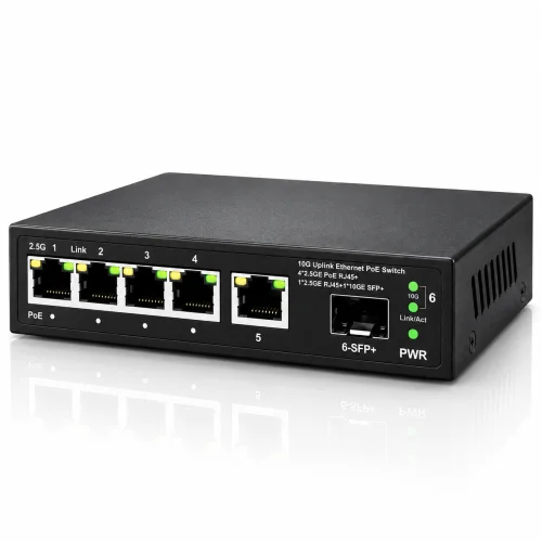 (image for) 5-Port Ethernet Switch Gigabit, PoE & Fiber